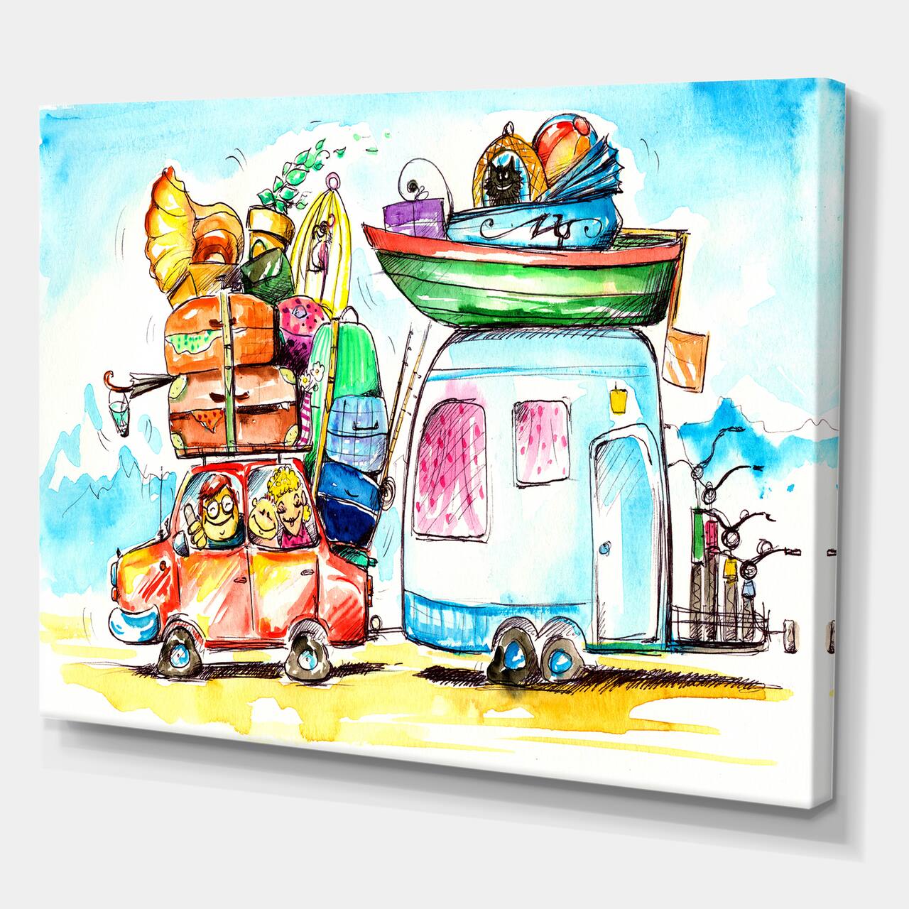Designart - Family Travel With Caravans - Farmhouse Canvas Wall Art Print